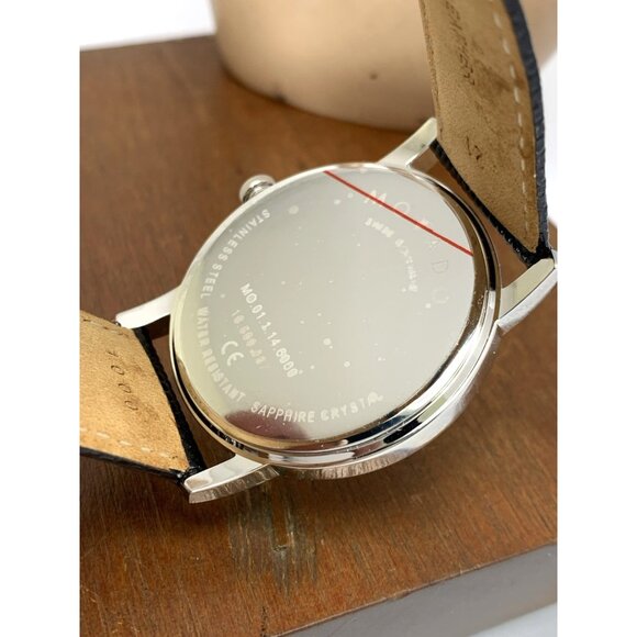 Movado Men's Watch 2100001 Swiss Quartz Silver Dial Black Leather Band 39mm - Picture 7 of 14